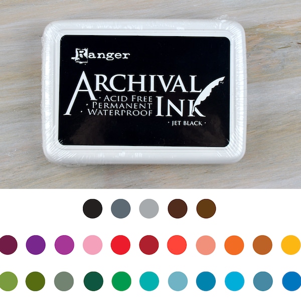 Stamp Ink Pad, Ranger Archival Dye Rubber Stamp Ink, Available in 30+ Colors: Black, Brown, Blue, Red, Gray, Green, or Purple Ink