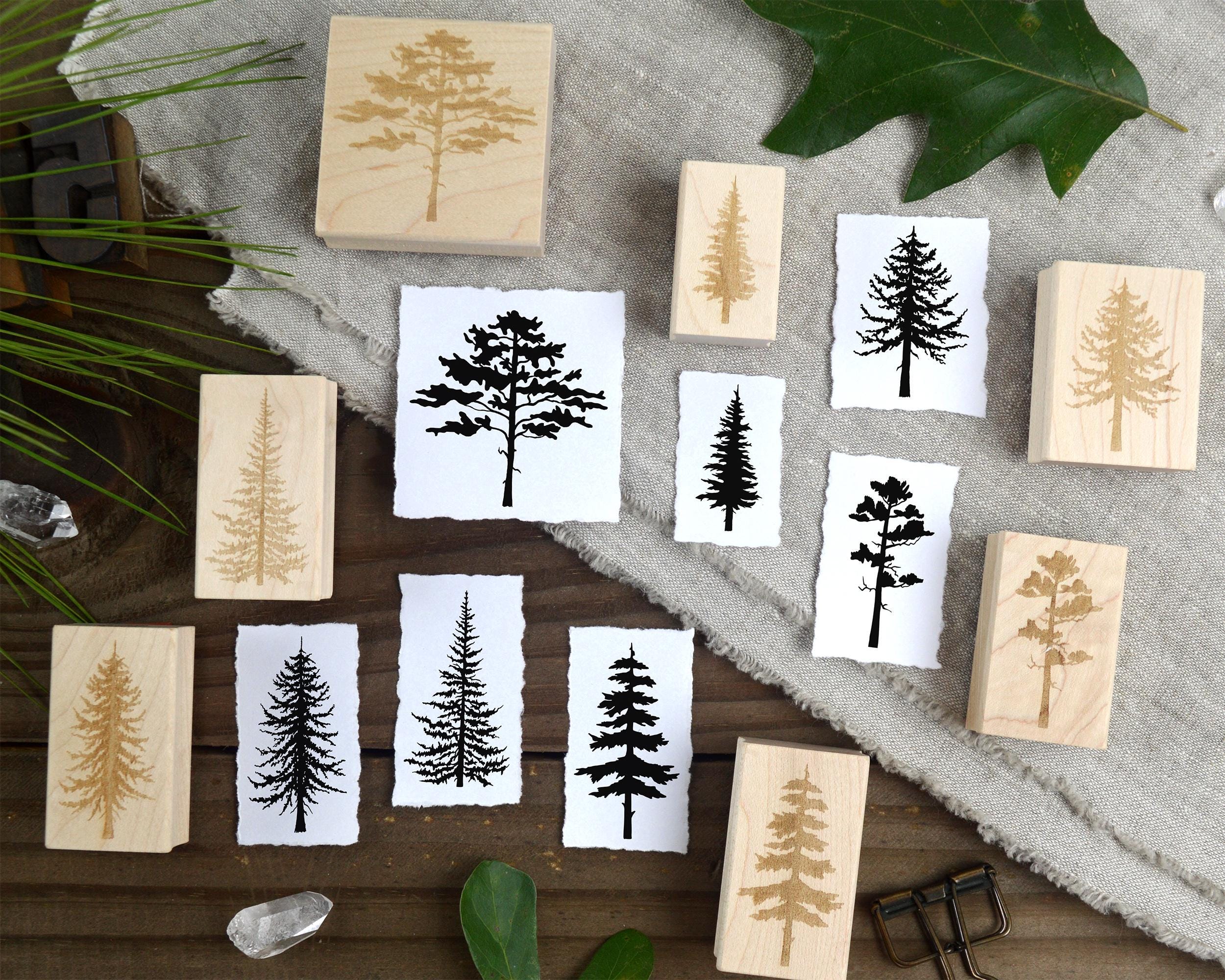 Tree Rubber Stamp: Forest Landscape Scene Builder - Woodland Scrapbook and Journaling Supplies
