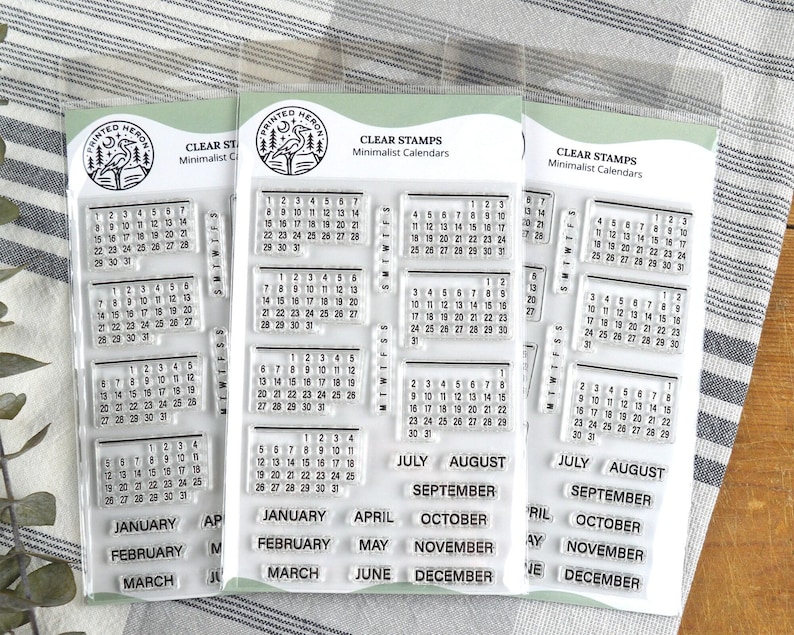 Minimalist Calendar Clear Stamp Set, 4x6in Months Journal Photopolymer Planner Stamps with Perpetual Calendars Dates for Travel Notebook image 8