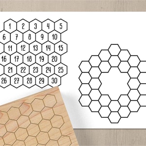 Honeycomb Habit Tracker Stamp, 30 Day Challenge Planner Rubber Stamp, 30 Days Stamp, Daily Goal Tracker, Daily Habit Tracker Sticker