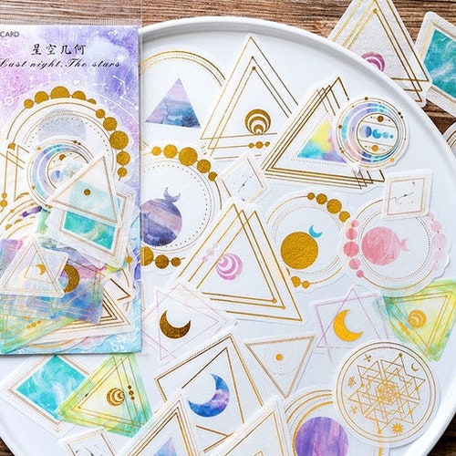 36 Gold Foil Stickers // Moon Stickers Etsy