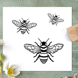 Hand Drawn Bee Stamp for Weddings and Favors, Tiny Honey Bee Rubber Stamp, Insect Stamp for Planners, Journals, and Travelers Notebooks