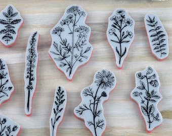Junk Journal Flower Stamp Set 14 pcs, Tim Holtz Flower Jar Notes Cling Stamps for Art Journals - by Stampers Anonymous