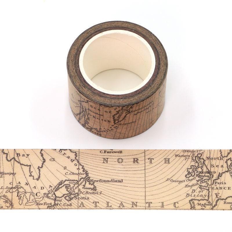 Wide Washi Tape - Vintage Map 30mm, Ancient Map Masking Tape, Junk ...