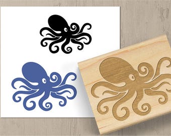 Octopus Rubber Stamp, Marine Stamp, Octopus Stamp, Squid Rubber Stamp, Nature Stamp, Fish Rubber Stamp, Journal Stamp, Squid Stamp, 038