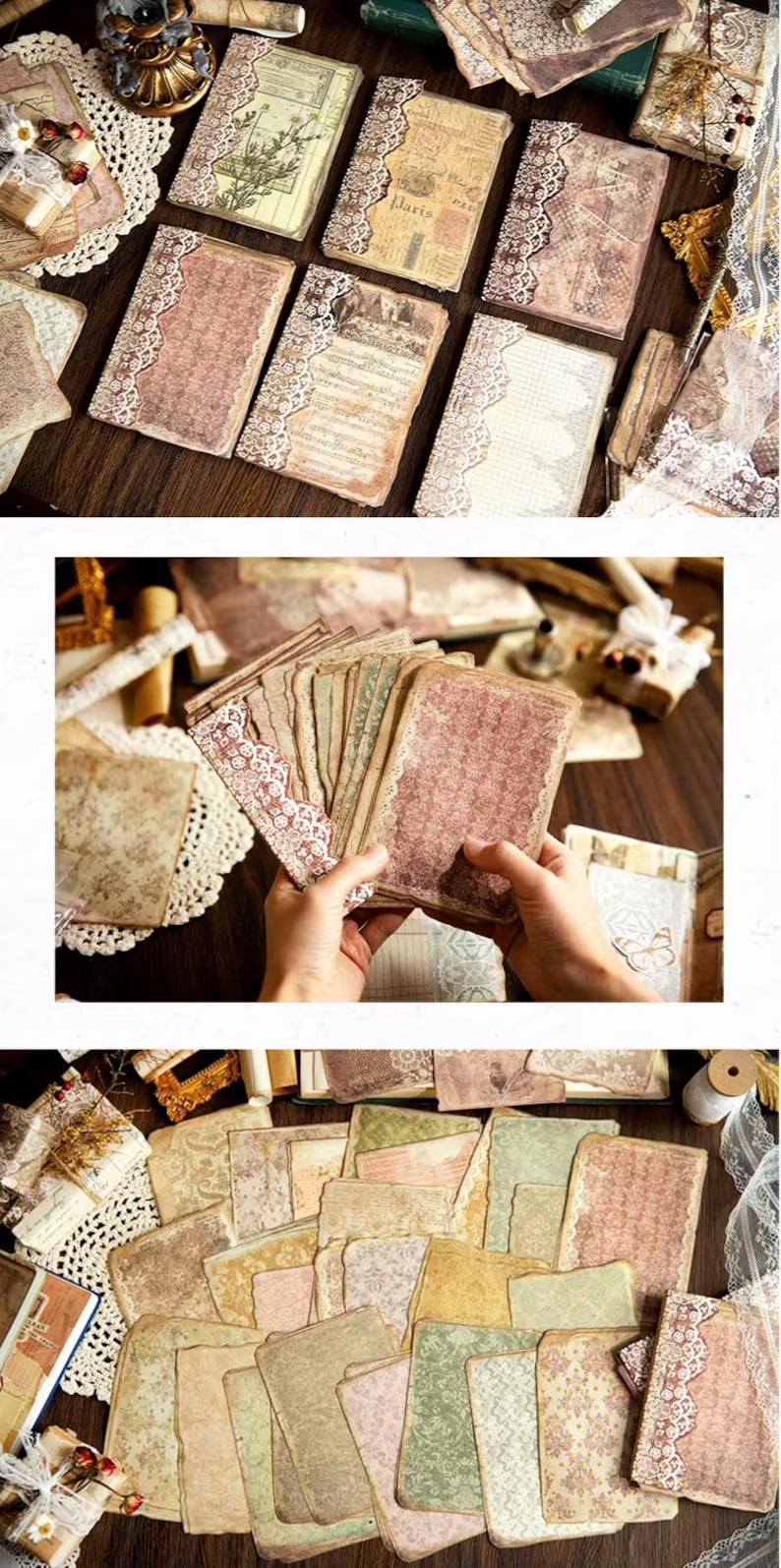 Distressed Paper Pack 50 P, Journal Supplies, Pattern Vintage Lace ...