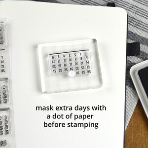 Minimalist Calendar Clear Stamp Set, 4x6in Months Journal Photopolymer Planner Stamps with Perpetual Calendars Dates for Travel Notebook image 6