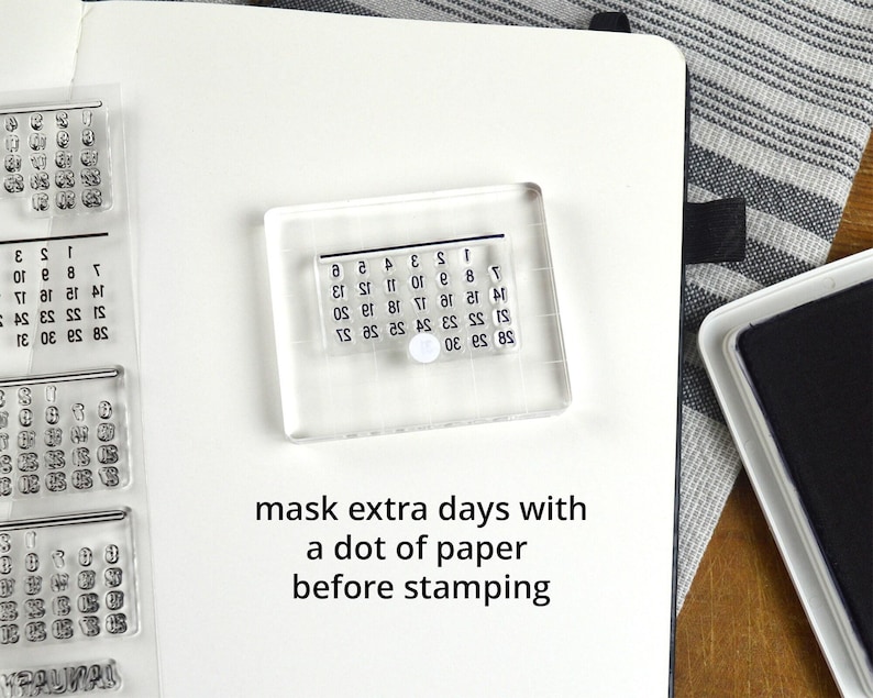 Minimalist Calendar Clear Stamp Set, 4x6in Months Journal Photopolymer Planner Stamps with Perpetual Calendars Dates for Travel Notebook image 6