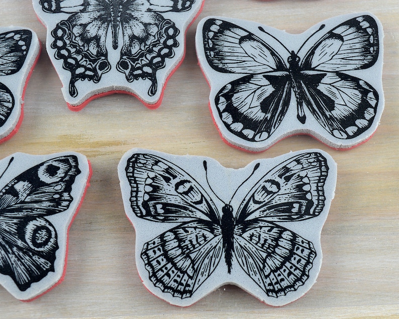 Tim Holtz Flutter Cling Stamps by Stampers Anonymous 10 Butterfly Moth Rubber Stamp Set