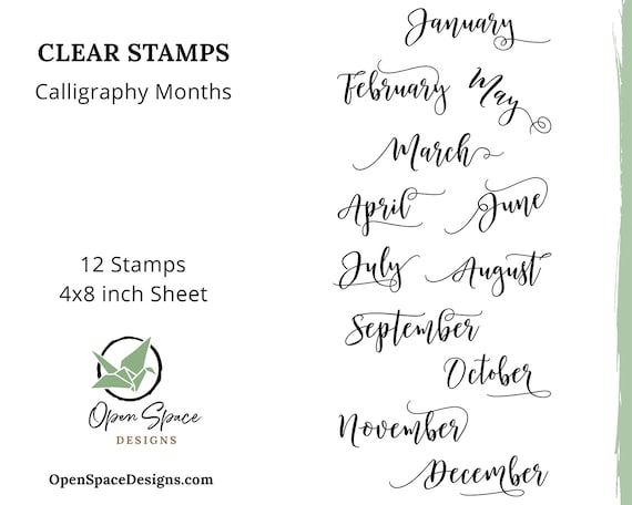 Modern Script Monthly Stamps, Planner Stamps