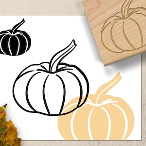 Pumpkin Rubber Stamp, Fall Pumpkin Stamp for Thanksgiving or Autum Paper Crafts and Cardmaking