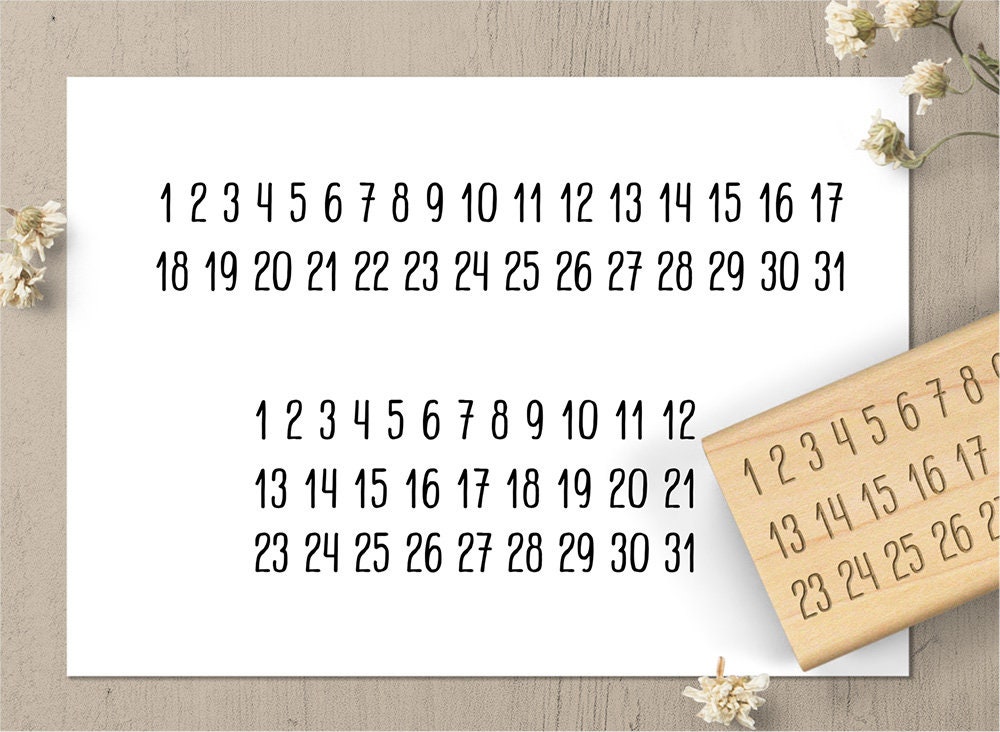 Clear Stamp Set Month Dates for Bullet Journal, Bujo Stamp, Number