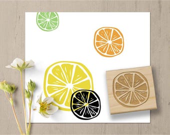 Citrus Stamp, Lemon Stamp, Orange Stamp, Lime Stamp, Fruit Rubber Stamp, Spring Summer Stamp, Food Stamp, Cooking Kitchen Stamp 142