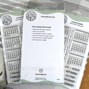 Minimalist Calendar Clear Stamp Set, 4x6in Months Journal Photopolymer Planner Stamps with Perpetual Calendars Dates for Travel Notebook image 9