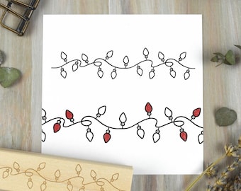 Christmas String Lights Rubber Stamp, Holiday Lights Rubber Stamp, DIY Christmas Card or Scrapbook Stamp