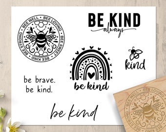 Be Kind Rubber Stamp, Choose Kindness Stamp, Kindness Rainbow Stamp, Bee Seal Stamp