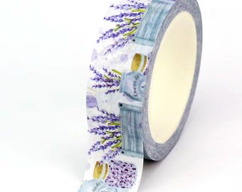 Lavender Washi Tape, Flower Garden Masking Tape, Botanical Journal Supplies for Planners and Journals