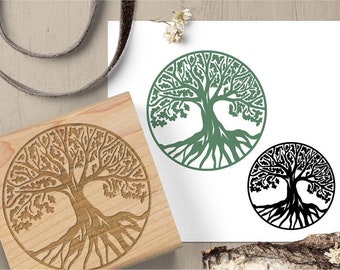 Tree of Life Stamp, World Tree Rubber Stamp, Tree Stamp, Roots Stamp, Journal Stamp, Ancient Symbol Stamp