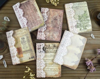 Distressed Paper Pack 50 p, Journal Supplies, Pattern Vintage Lace Small Scrapbook Paper, for Junk Journal, Art Journal, Travelers Notebook