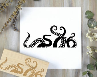 Octopus Tentacles Stamp - a Marine Ocean Rubber Stamp, Sea Life, Under the Sea, Salt Life, or Animal Stamp, for Scrapbook or Journaling