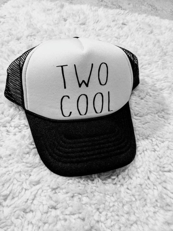 Two Cool toddler trucker cap! Perfect for the 2 year old photos, birthday party or gift. Fast and FREE SHIPPING!