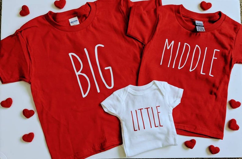 Sibling T-shirts. Perfect for Prenancy announcement or family photos. Great for Cousin photos too Big, Middle, Little. FREE SHIPPING image 5