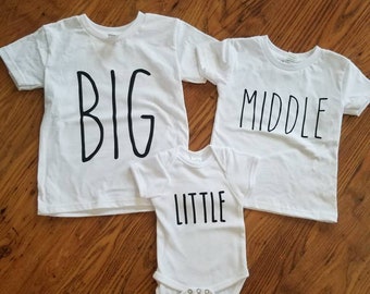 Sibling T-Shirts: Big, Middle, Little - Matching Family Photo Shirts