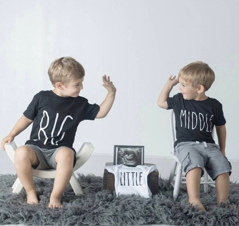 Sibling T-shirts. Perfect for Prenancy announcement or family photos. Great for Cousin photos too Big, Middle, Little. FREE SHIPPING image 3