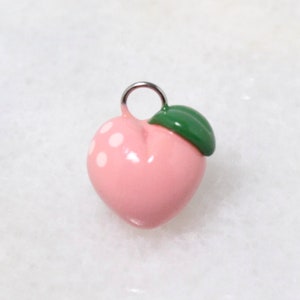 Pink Peach Charm - Polymer Clay Charms - Kawaii Phone Charm - Kawaii Keychain - Planner Charm