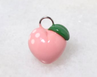 Pink Peach Charm - Polymer Clay Charms - Kawaii Phone Charm - Kawaii Keychain - Planner Charm