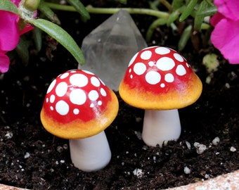 Ombre Fairy Garden Mushrooms (Set of 2) - Fairy Garden Accessories - Terrarium Decor - Mushroom Garden Decor