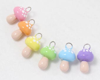 Pastel Mushroom Charm - Kawaii Phone Charm - Polymer Clay Charms - Phone Charm Strap