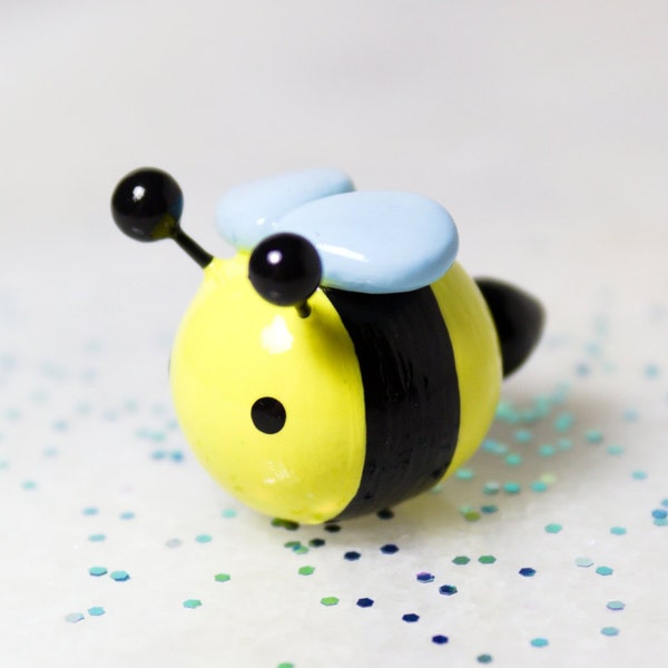 Chubby Bumblebee Sculpture - Polymer Clay Figures -  Cute Desk Accessories - 21st Birthday Gift for Her