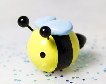 Chubby Bumblebee Sculpture - Polymer Clay Figures -  Cute Desk Accessories - 21st Birthday Gift for Her