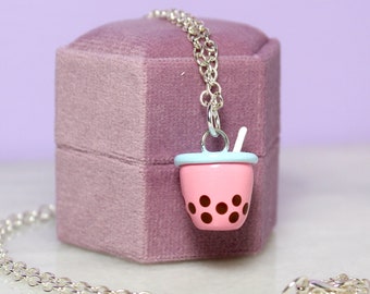 Bubble Tea Necklace - Boba Charm - Polymer Clay Necklace - Quirky Necklace