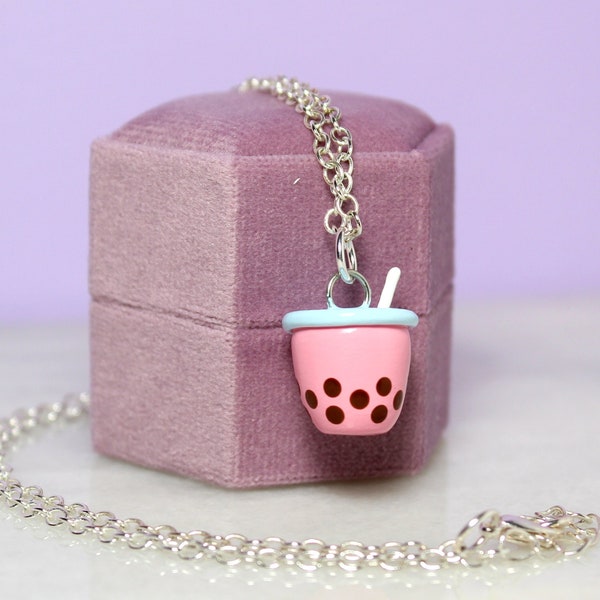 Bubble Tea Necklace - Boba Charm - Polymer Clay Necklace - Quirky Necklace