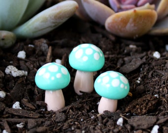 Seafoam Miniature Mushrooms (Set of 4) - Fairy Garden Accessories - Terrarium Decor - Mom Christmas Gift from Daughter