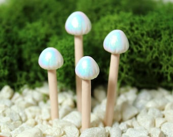 Pearlescent Magic Mushrooms - Fairy Garden Mushrooms - Plant Stakes - Terrarium Miniatures