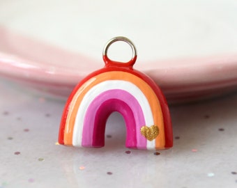 Lesbian Pride Rainbow Charm - Polymer Clay Charms - Lesbian Jewelry - Kawaii Phone Charm