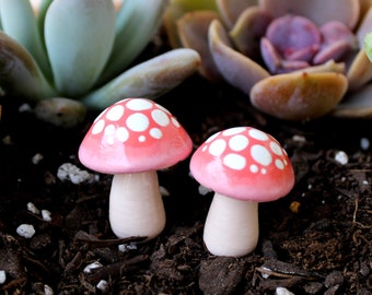 Blush Miniature Mushrooms - Terrarium Decor - Fairy Garden Accessories - Step Mom Mothers Day Gift