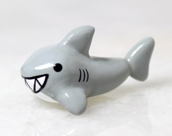 Hajfigur - Skrivbordskompis - Polymerlerafigurer - Kawaii skrivbordsdekor - Hajpresenter