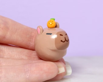 Capybara Figurine - Desk Buddy - Polymer Clay Figurines - Kawaii Desk Decor - Pocket Pet