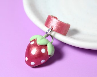 Strawberry Ear Cuffs No Piercing - Cottagecore Earrings - Strawberry Earrings - 16th Birthday Gift Girl