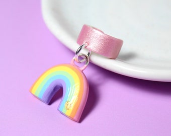 Pendiente de oreja arcoíris - Pendiente de oreja sin perforación - Pendiente falso - Pendientes sin perforación - Regalos para chicas adolescentes