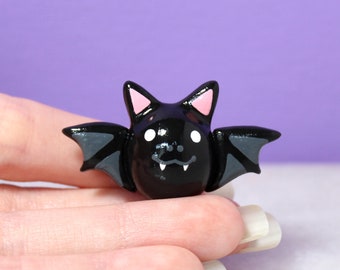 Kawaii Bat Sculpture - Halloween Figurines - Polymer Clay Sculpture - Cute Desk Accessories - 21st Birthday Gift for Her