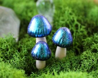 Galaxy Mushroom Plant Stakes - Fairy Garden Accessories - Terrarium Decor