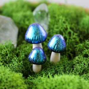 Galaxy Clay Mushrooms - Fairy Garden Miniatures - Terrarium Decor - Plant Stake