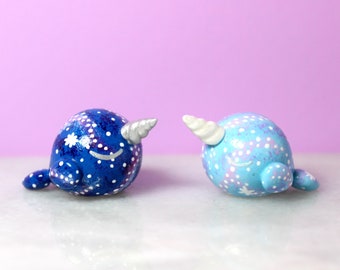 Galaxy Narwhal Sculpture - Polymer Clay Sculpture - Desk Buddies -  21st Birthday Gift for Her