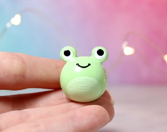 Chubby Frog Figurine - Polymer Clay Figures - Kawaii Desk Decor - Worry Pet - Small Gifts for Friends