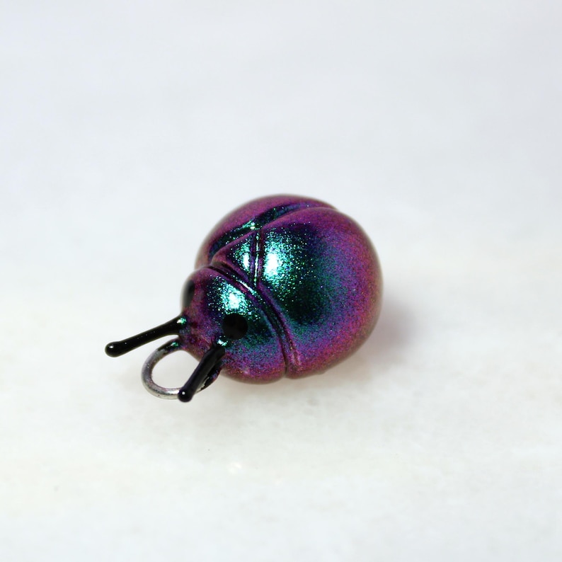 Iridescent Beetle Charms - Polymer Clay Charms - Kawaii Phone Charm - Phone Charm Strap image 5